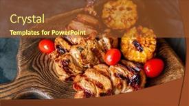  Presentation with corn - PPT layouts enhanced with grilled-pork-chop-and-corn background and a tawny brown colored foreground