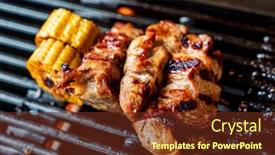  Presentation with corn - PPT theme consisting of grilled-pork-chop-and-corn background and a tawny brown colored foreground