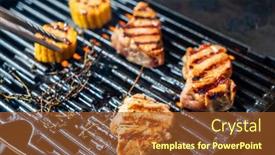  Presentation with corn - PPT layouts having grilled-pork-chop-and-corn background and a red colored foreground