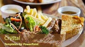  Presentation with thai - Slides enhanced with grilled-pork-chop-with-french background and a tawny brown colored foreground