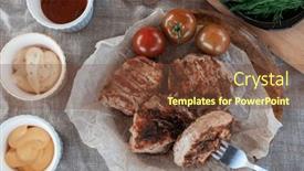  Presentation with rest - PPT theme consisting of grilled-pork-meat-in-foil background and a tawny brown colored foreground