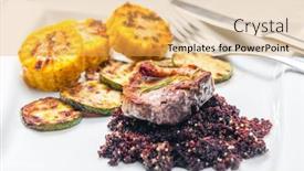  Presentation with quinoa - Slides having grilled-pork-steak-with-zucchini background and a yellow colored foreground