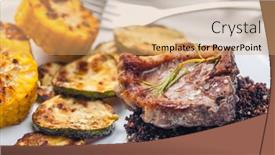  Presentation with quinoa - PPT theme with grilled-pork-steak-with-zucchini background and a coral colored foreground