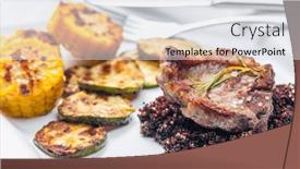  Presentation with quinoa - Presentation theme featuring grilled-pork-steak-with-zucchini background and a light gray colored foreground