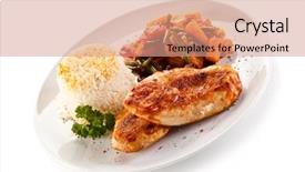  Presentation with hydroponics vegetables hydroponic vegetable - Slides having grilled poultry fillet and vegetables background and a coral colored foreground