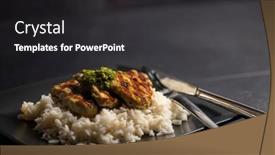  Presentation with meat poultry - Slide set featuring grilled-poultry-meat-with-pesto background and a dark gray colored foreground