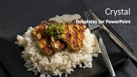  Presentation with poultry meat - Slide set enhanced with grilled-poultry-meat-with-pesto background and a dark gray colored foreground