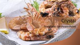  Presentation with prawn - Slides consisting of grilled prawns background and a coral colored foreground