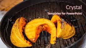  Presentation with grill - Presentation theme having grilled-pumpkin-on-the-grill background and a  colored foreground
