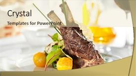  Presentation with grilled - Presentation featuring grilled rack of lamb background and a lemonade colored foreground