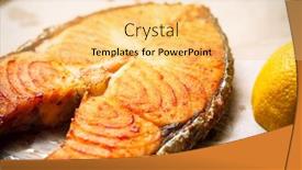  Presentation with salmon grilled fish salmon grilled - Audience pleasing slides consisting of grilled-red-fish-steak-salmon backdrop and a yellow colored foreground