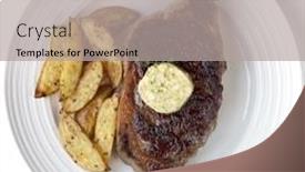  Presentation with wedges - Audience pleasing slide set consisting of grilled-rib-eye-steak backdrop and a light gray colored foreground