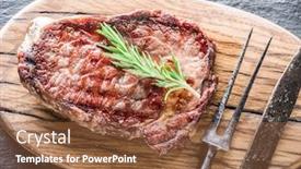  Presentation with eat - Slide deck featuring grilled-ribeye-steak-with-herbs background and a tawny brown colored foreground