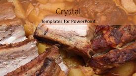  Presentation with ribs - PPT layouts enhanced with grilled-ribs-and-potatoes background and a coral colored foreground