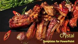  Presentation with ribs - Slide set featuring grilled-ribs-on-the-black background and a tawny brown colored foreground