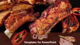  Presentation with ribs - Presentation theme having grilled-ribs-on-the-black background and a tawny brown colored foreground