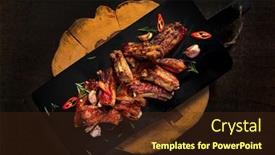  Presentation with ribs - Presentation design consisting of grilled-ribs-on-the-black background and a tawny brown colored foreground