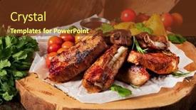  Presentation with ribs - Presentation theme enhanced with grilled-ribs-on-the-black background and a tawny brown colored foreground