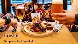  Presentation with french restaurant - Presentation consisting of grilled ribs with french fries background and a  colored foreground