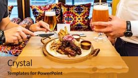  Presentation with human ribs - Presentation theme with grilled ribs with french fries background and a  colored foreground