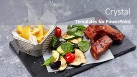  Presentation with french fries - PPT layouts enhanced with grilled-ribs-with-french-fries background and a  colored foreground