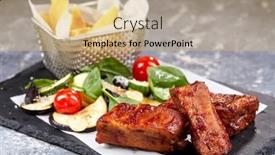  Presentation with french fries - Presentation theme featuring grilled-ribs-with-french-fries background and a  colored foreground