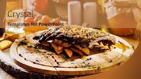 Presentation with ribs - Cool new slide deck with grilled ribs with potatoes backdrop and a gold colored foreground