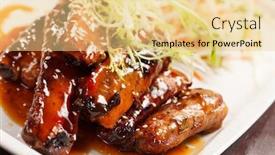 Presentation with ribs - Slides featuring grilled ribs with salad background and a blonde colored foreground