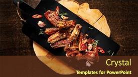  Presentation with ribs - Slide set consisting of grilled-ribs-with-vegetables background and a tawny brown colored foreground