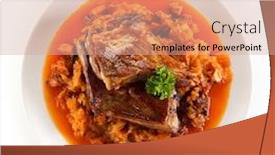  Presentation with ribs - Presentation with grilled-ribs-with-vegetables background and a coral colored foreground