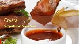  Presentation with ribs - Audience pleasing theme consisting of grilled ribs backdrop and a tawny brown colored foreground