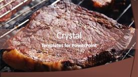  Presentation with grilled meats - Beautiful slide deck featuring grilled roast meats beef lamb fillet ribs on bbq grid over charcoal backdrop and a coral colored foreground