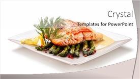  Presentation with asparagus - Presentation theme having grilled-salmon-and-asparagus background and a white colored foreground