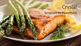  Presentation with salmon grilled fish salmon grilled - Amazing slide set having grilled salmon and asparagus backdrop and a coral colored foreground