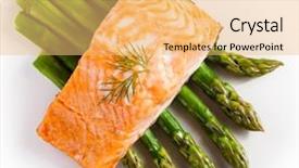 Presentation with salmon grilled fish salmon grilled - PPT theme consisting of grilled salmon and vegetables background and a yellow colored foreground