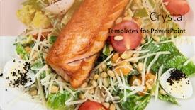  Presentation with nut - Audience pleasing PPT layouts consisting of grilled-salmon-caesar-salad backdrop and a gold colored foreground