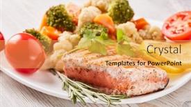  Presentation with keto - Beautiful PPT layouts featuring grilled-salmon-fillet-garnished backdrop and a yellow colored foreground