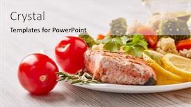  Presentation with keto - Cool new PPT layouts with grilled-salmon-fillet-garnished backdrop and a white colored foreground