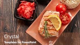  Presentation with soy sauce - Slides with grilled-salmon-fillet-with-rice background and a tawny brown colored foreground