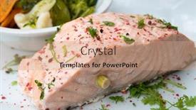  Presentation with salmon dish - Amazing slides having grilled salmon - french cuisine dish with tomato and salmon backdrop and a coral colored foreground