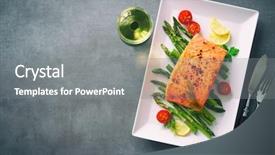  Presentation with salmon - PPT layouts with grilled salmon garnished with green background and a gray colored foreground