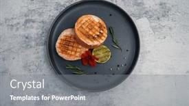  Presentation with edible flower - Presentation consisting of grilled-salmon-roll-with-mozzarella background and a  colored foreground