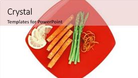  Presentation with orange peel isolated - Beautiful PPT theme featuring grilled salmon slices with asparagus lemon and fried orange peel on red plate isolated over white background backdrop and a coral colored foreground