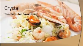  Presentation with grilled - Slide deck with grilled salmon steak with cooked rice herbs and vegetables background and a lemonade colored foreground