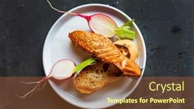  Presentation with salmon - PPT layouts featuring grilled-salmon-with-fresh-vegetables background and a tawny brown colored foreground