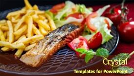  Presentation with french fries - Slide deck having grilled-salmon-with-golden-french background and a tawny brown colored foreground