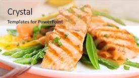  Presentation with hydroponics vegetables hydroponic vegetable - Presentation theme having grilled salmon with spring vegetables background and a yellow colored foreground