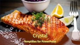  Presentation with salmon grilled fish salmon grilled - PPT theme enhanced with grilled salmon with vegetables served background and a tawny brown colored foreground