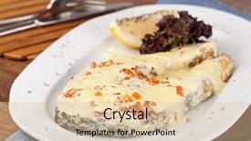  Presentation with caviar - Slide deck consisting of grilled salmon with white caviar sauce background and a lemonade colored foreground