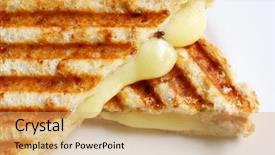  Presentation with white plate - Cool new slides with grilled sandwich of melting cheese backdrop and a yellow colored foreground